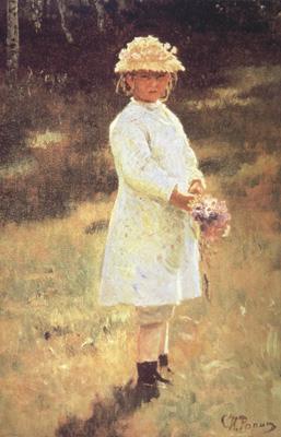 Ilya Repin Girl with a Bouquet (Vera,the Artist's Daughter) (nn02) Norge oil painting art